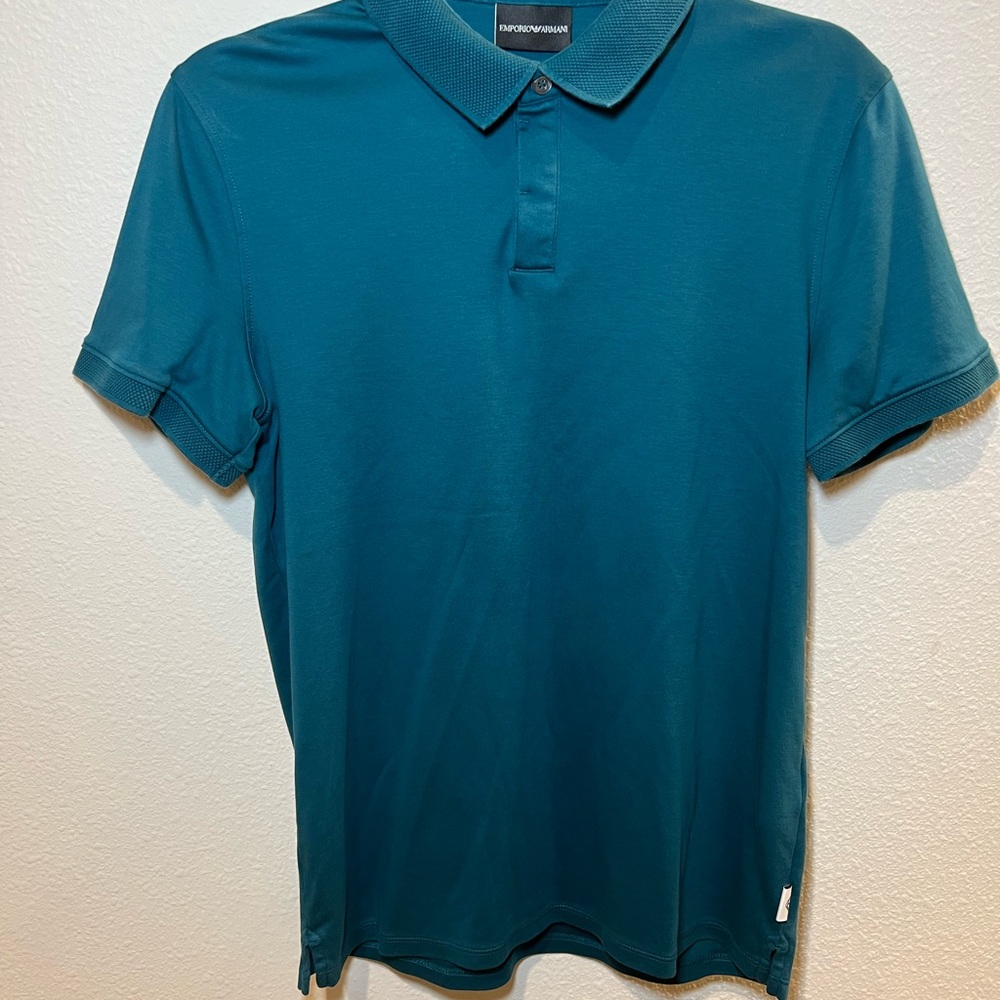 Emporio Armani Men’s Turquoise Solid Polo Size M - Picture 7 of 14